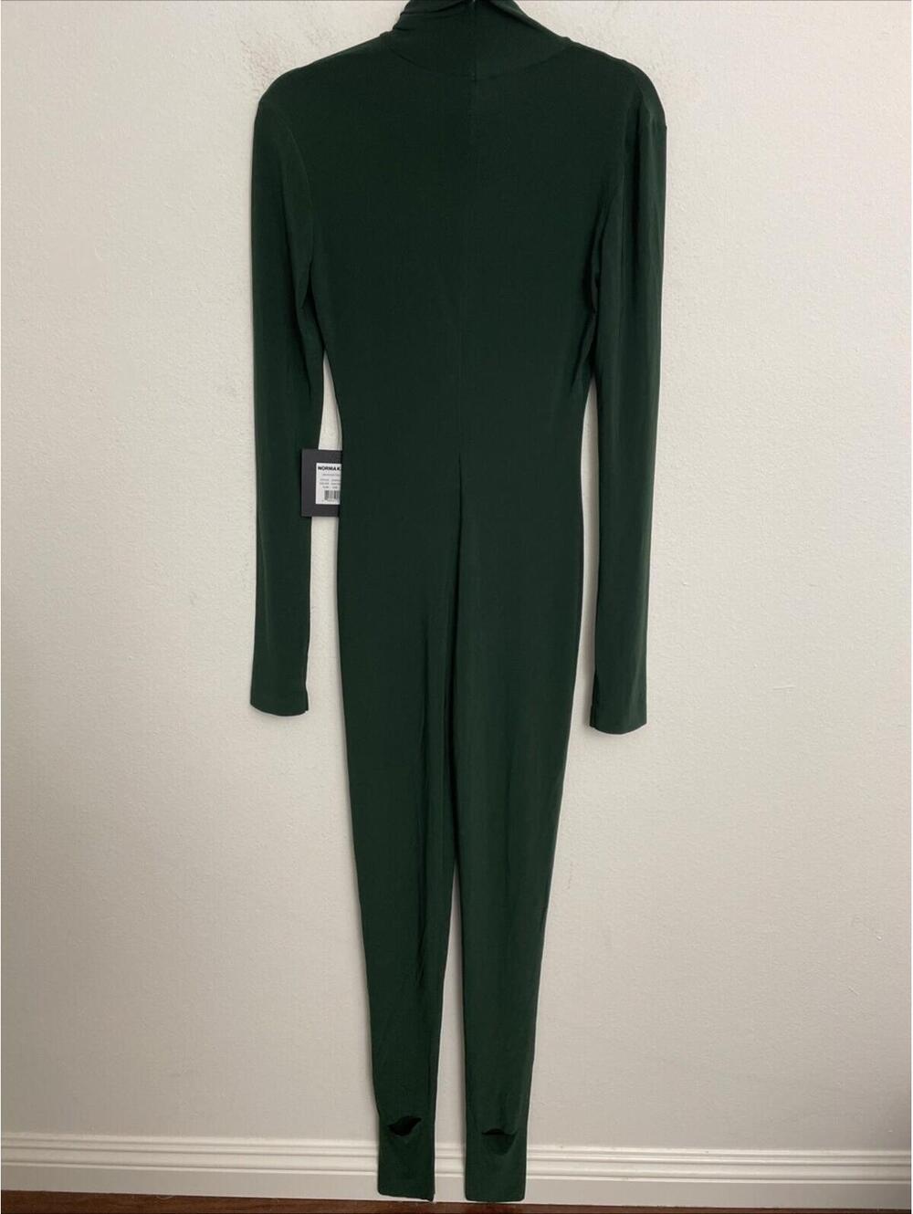 Norma Kamali Slim Fit Turtle Catsuit With Footsie in green S NWT $200 - Picture 6 of 10